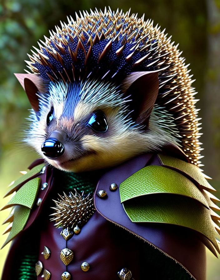 Anthropomorphic Hedgehog in Studded Leather Jacket