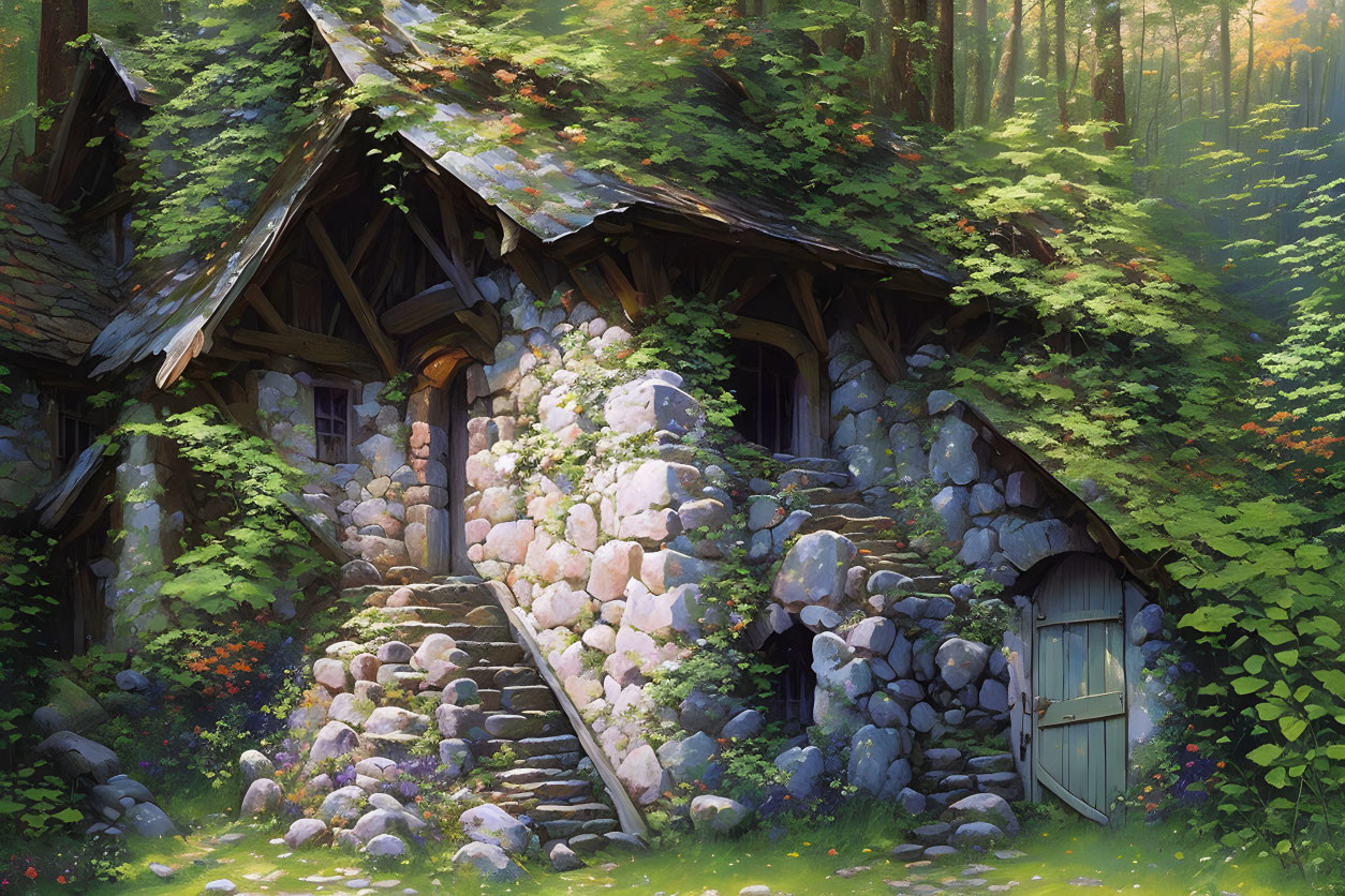   An old stone house in the forest