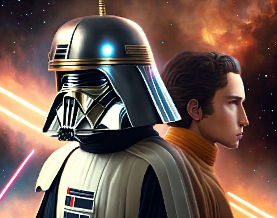 Star Wars characters Darth Vader and young Anakin Skywalker illustration