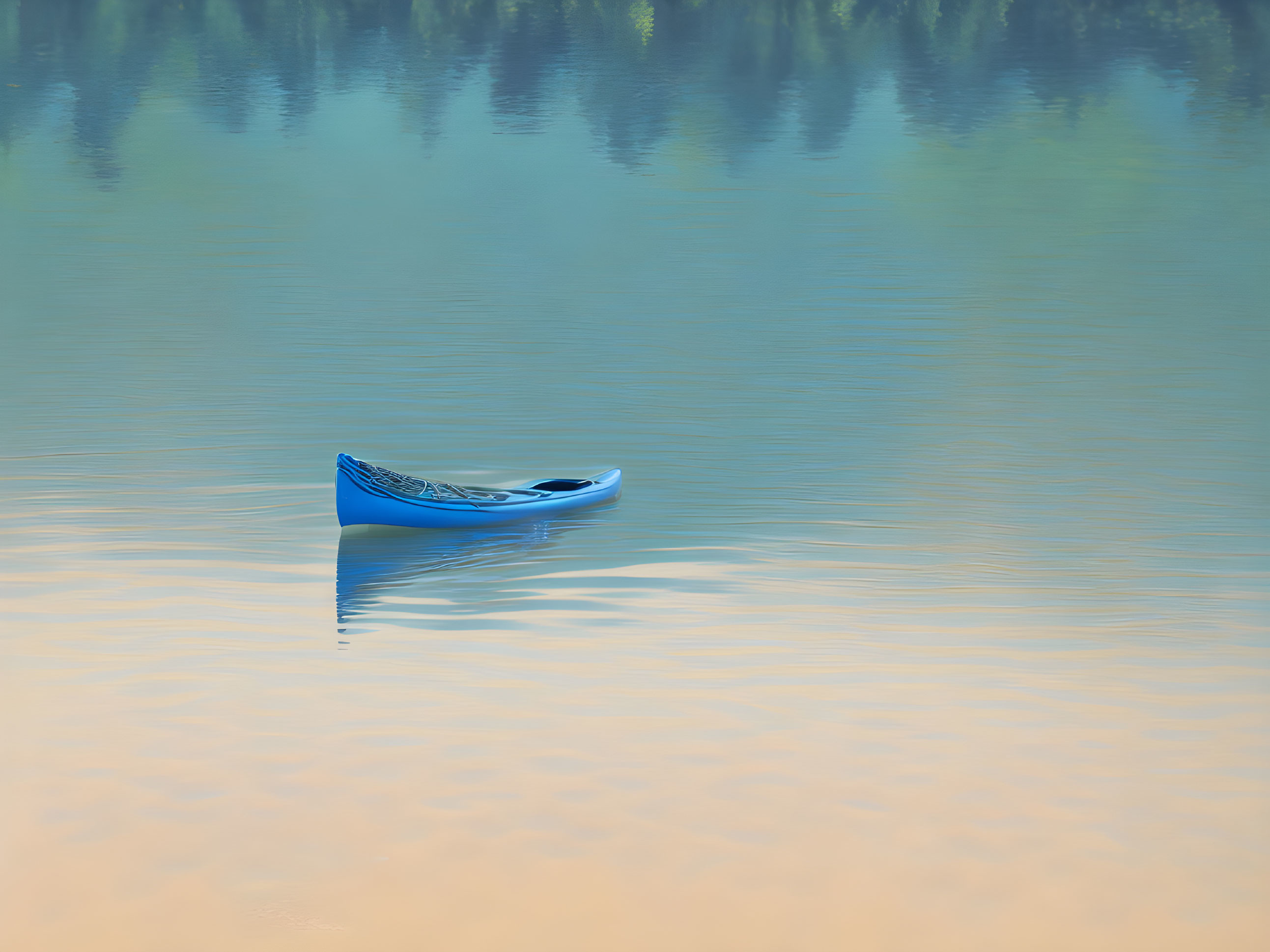 Tranquil Waters: A Blue Canoe's Solitude