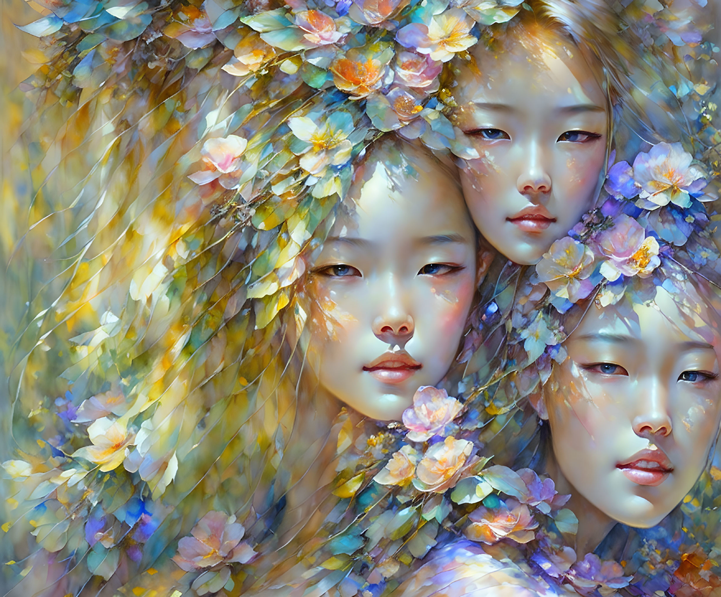 Ethereal Trio: Floral Dreamscape