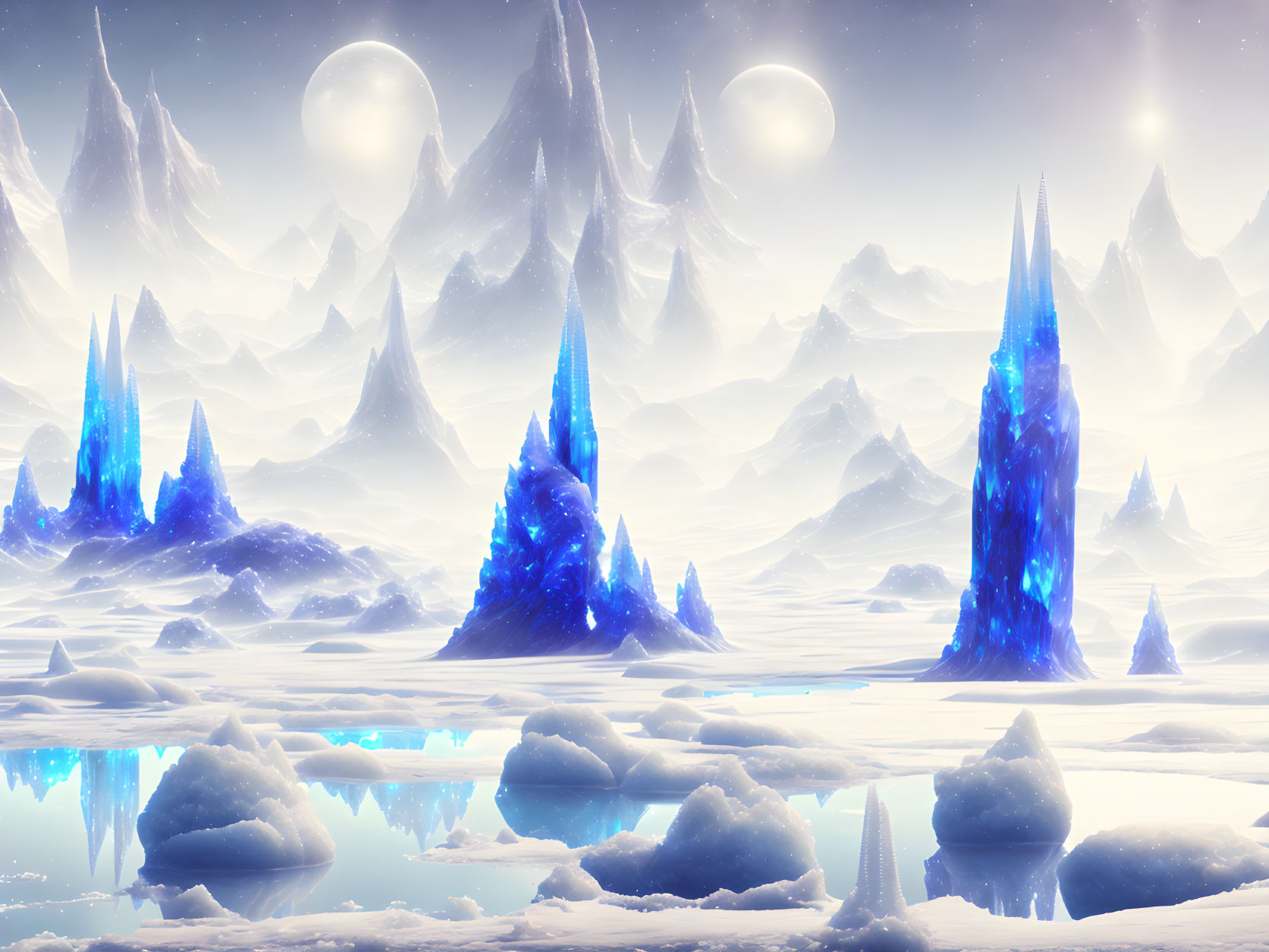 Frozen Moonlit Peaks