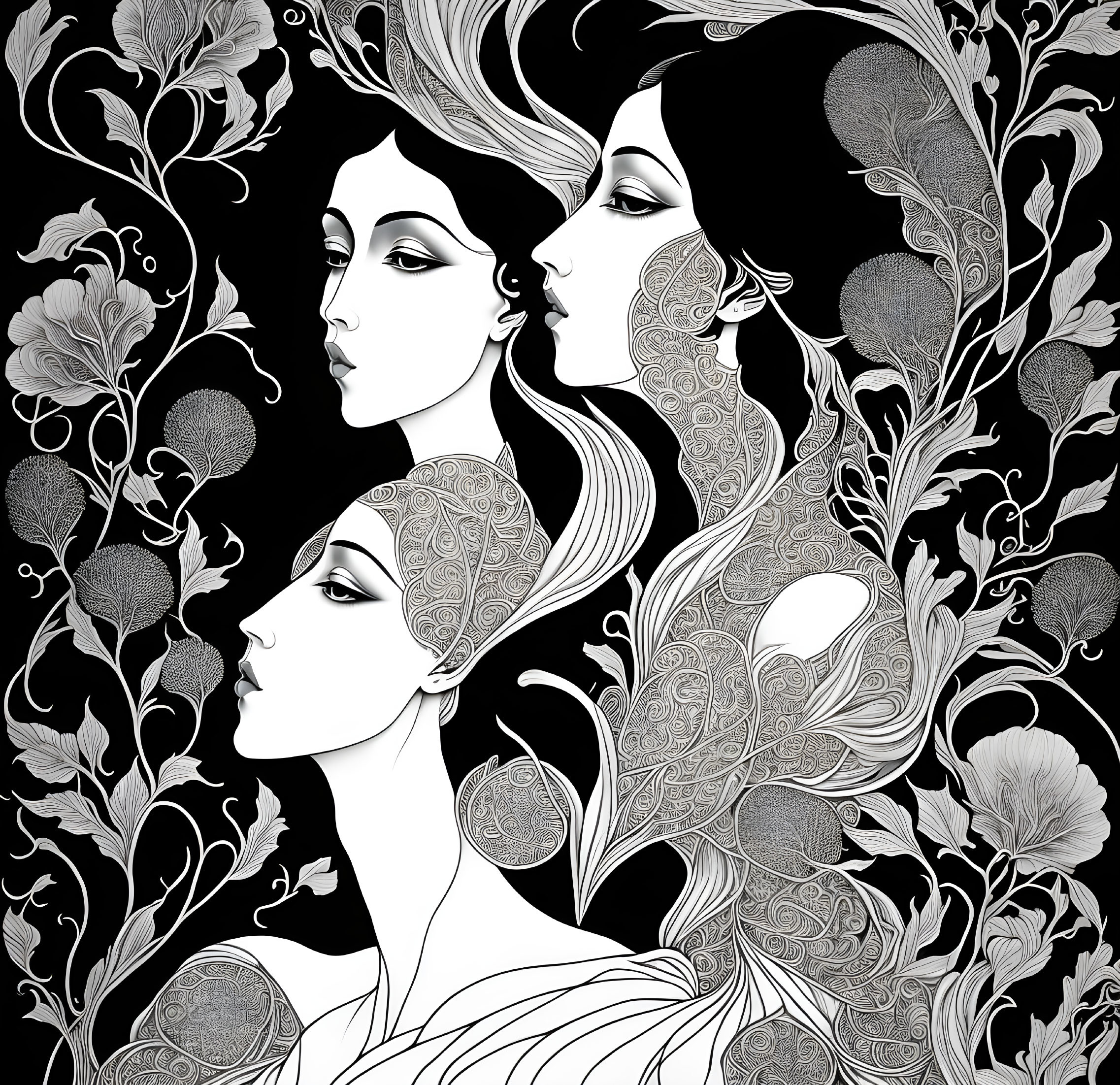 Whimsical Floral Trio Illustration