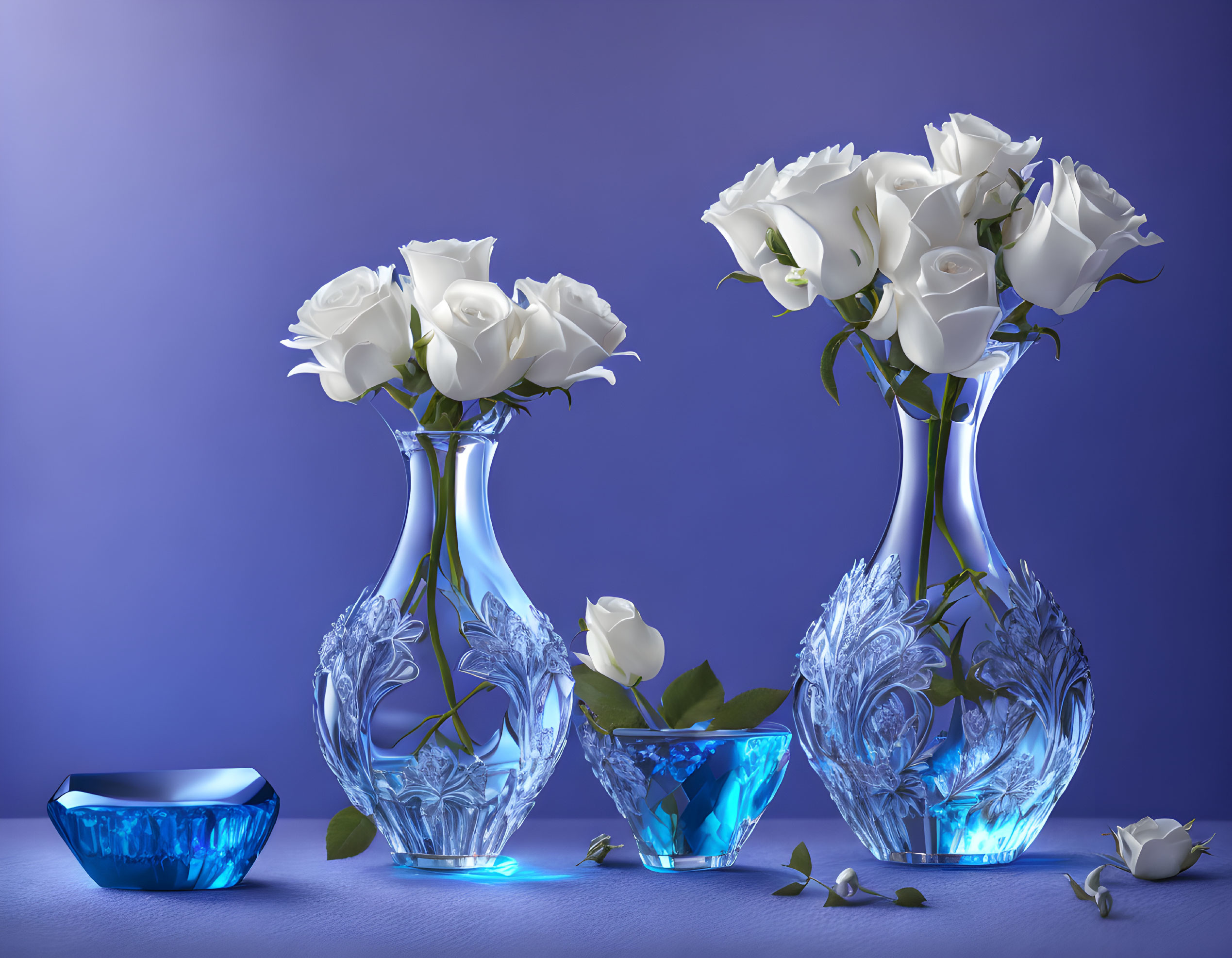 Elegant Floral Arrangements on Blue