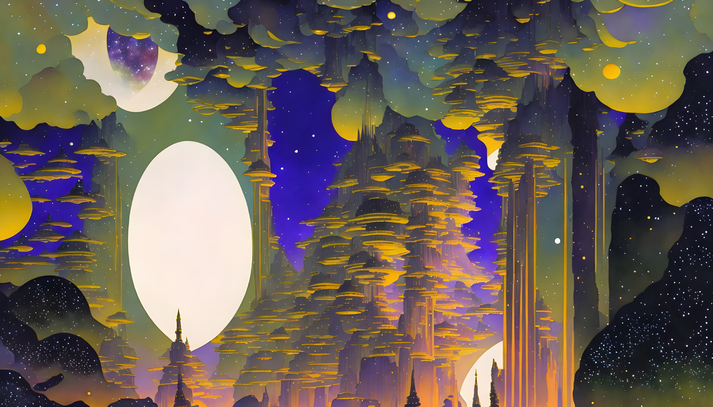 Celestial Towers: Moonlit Dreams