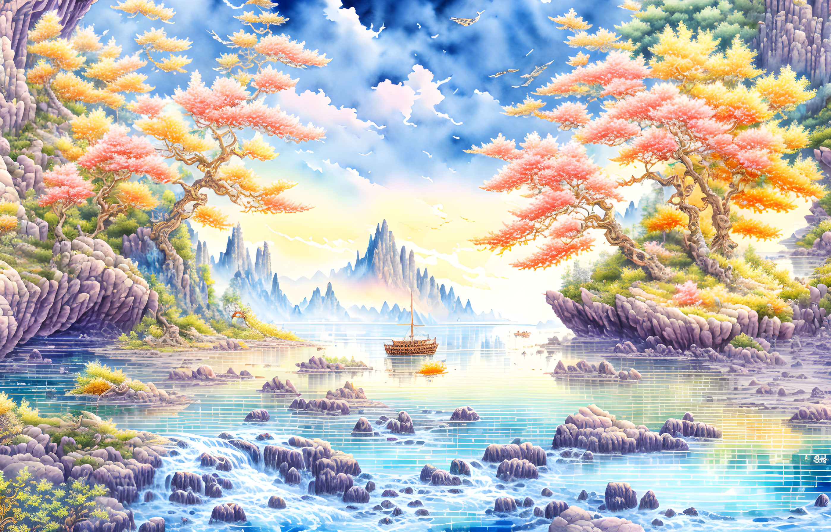 Pastel Dreams: Tranquil Waterscape