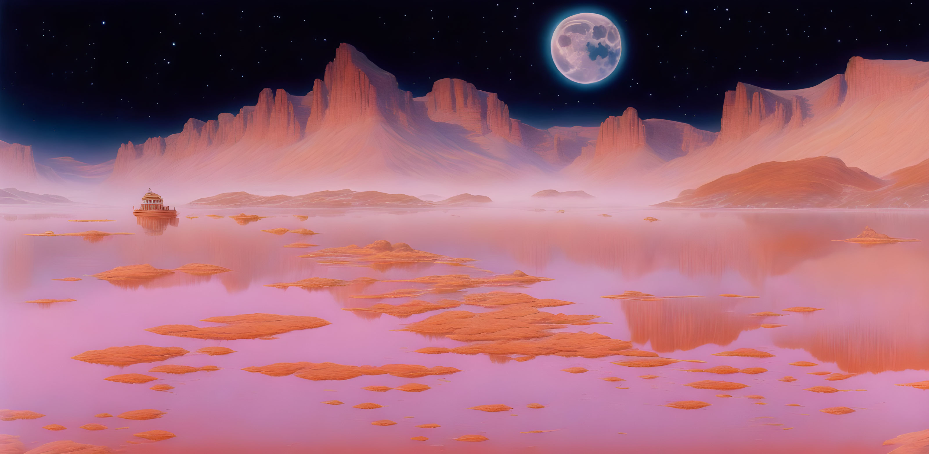 Moonlit Mystique: A Surreal Alien Scene