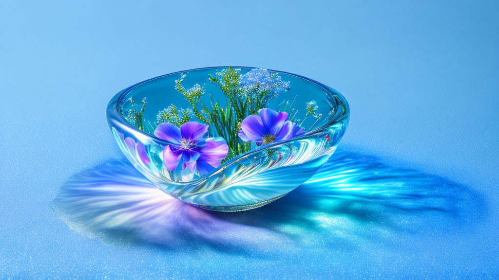 Glass bowl, with sweet flower petals 