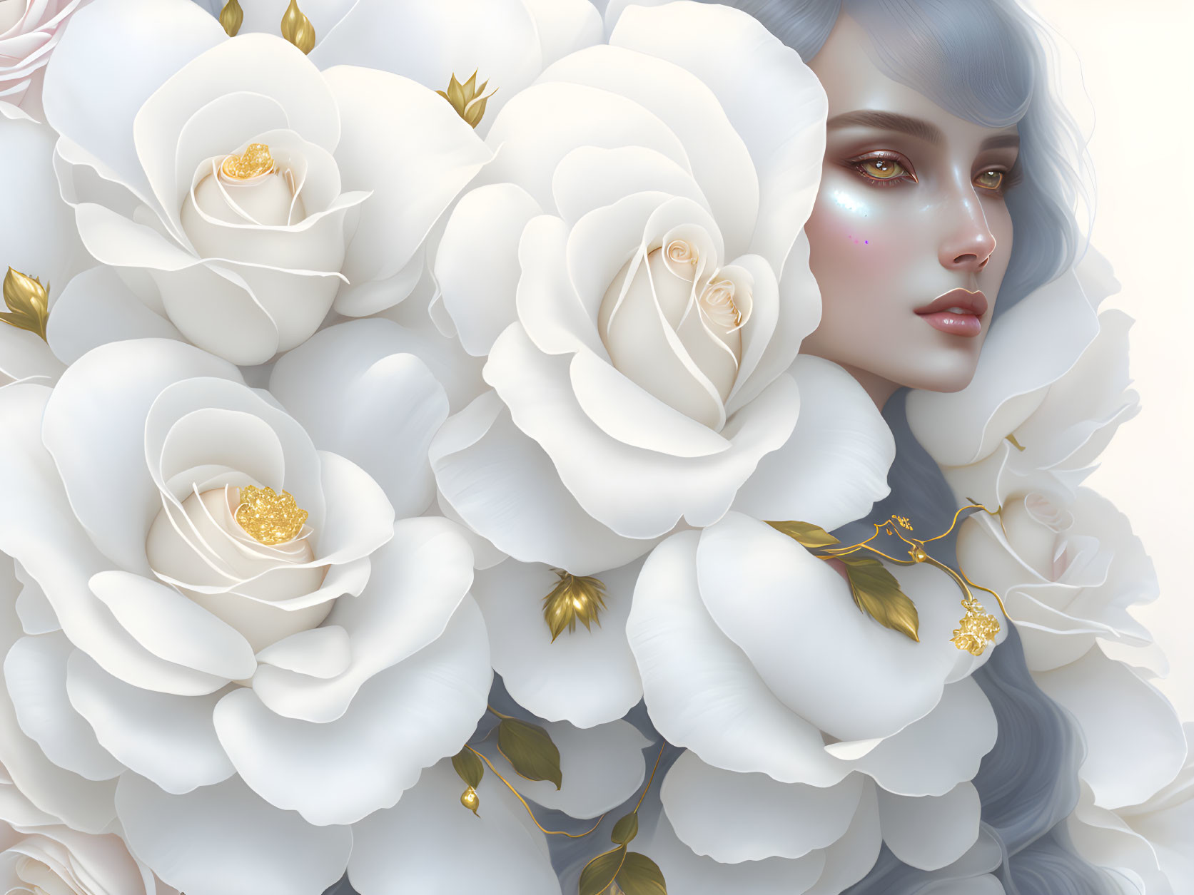 Whispers of Pale Blue and White Roses