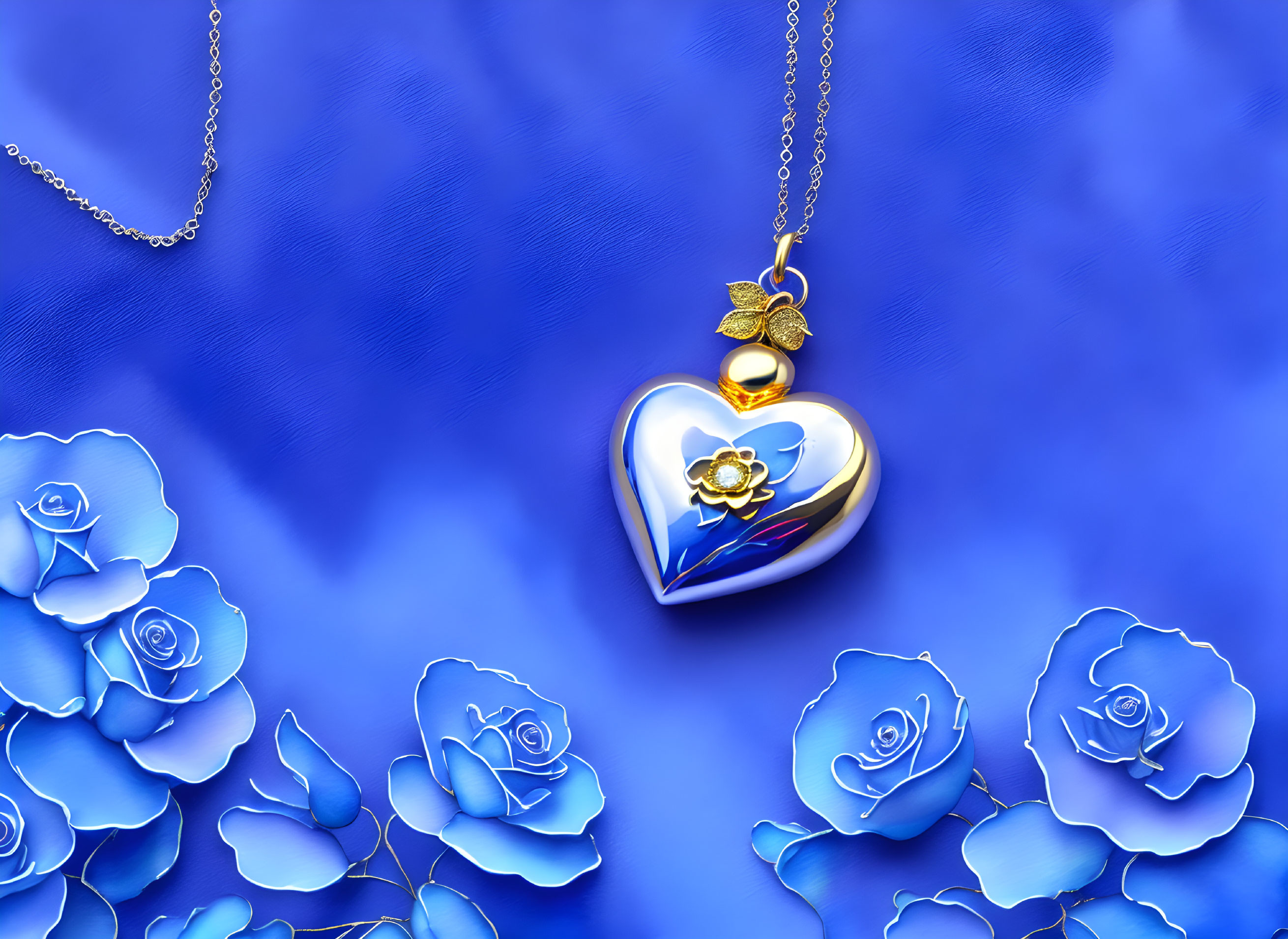 Enchanted Floral Pendant on Blue Silk