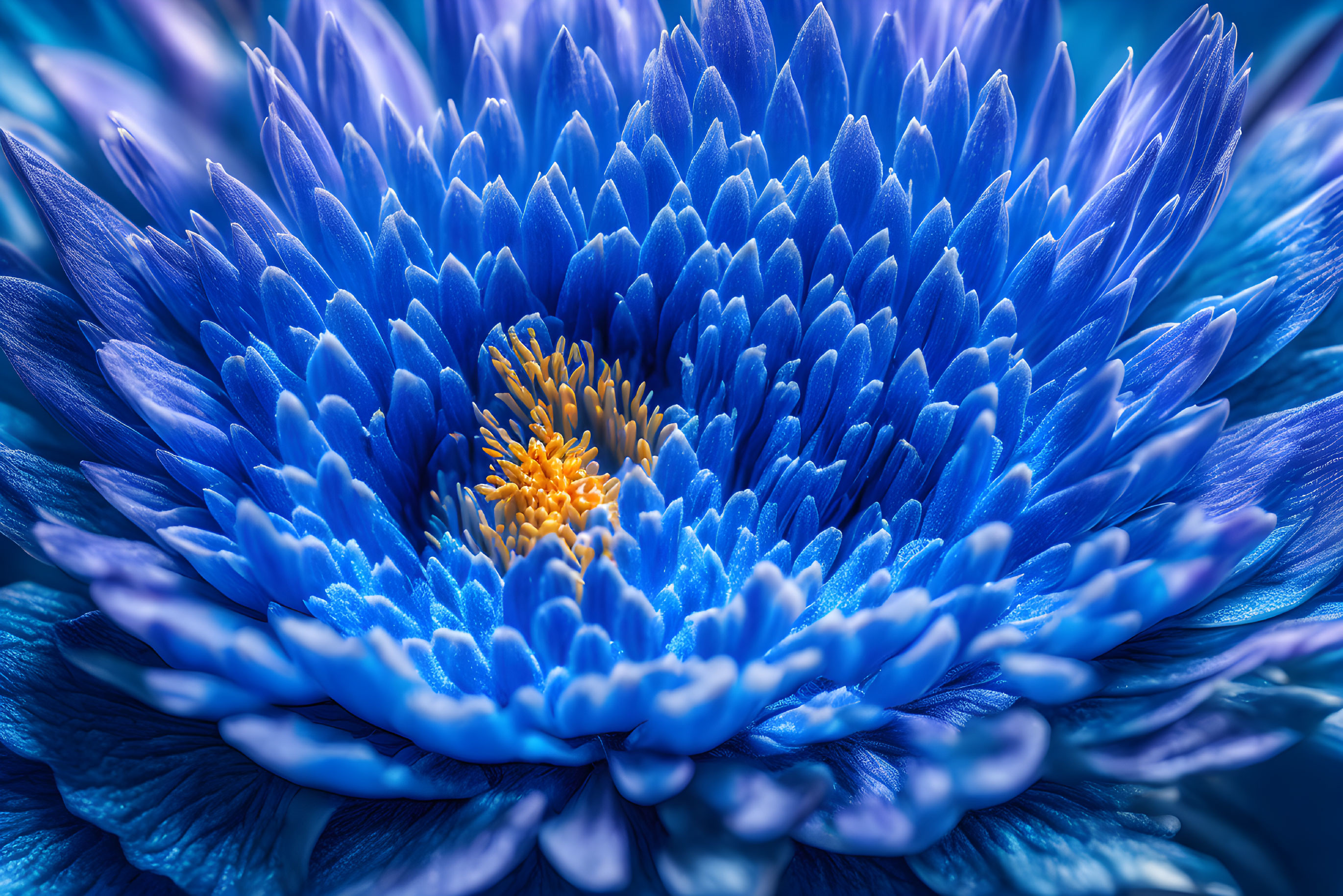 Golden Centerpiece: Radiant Blue Blossom