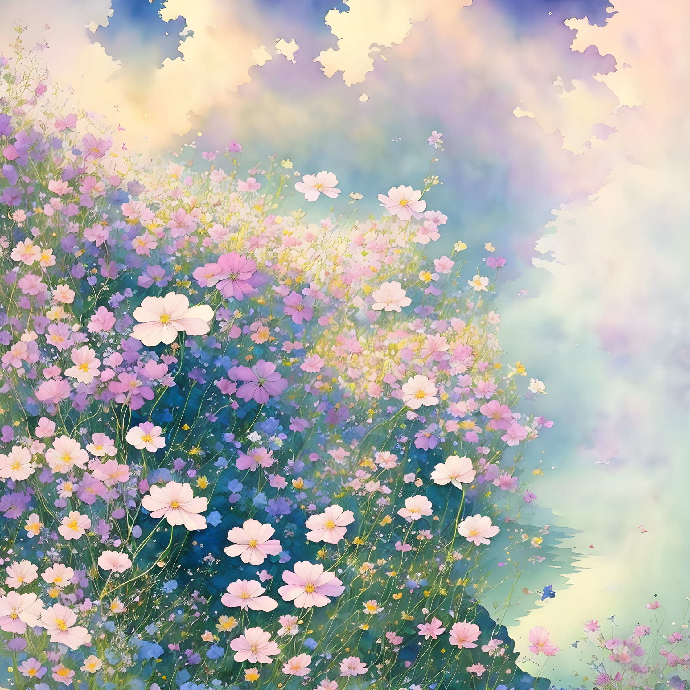 Enchanted Cosmos: Pastel Flower Field