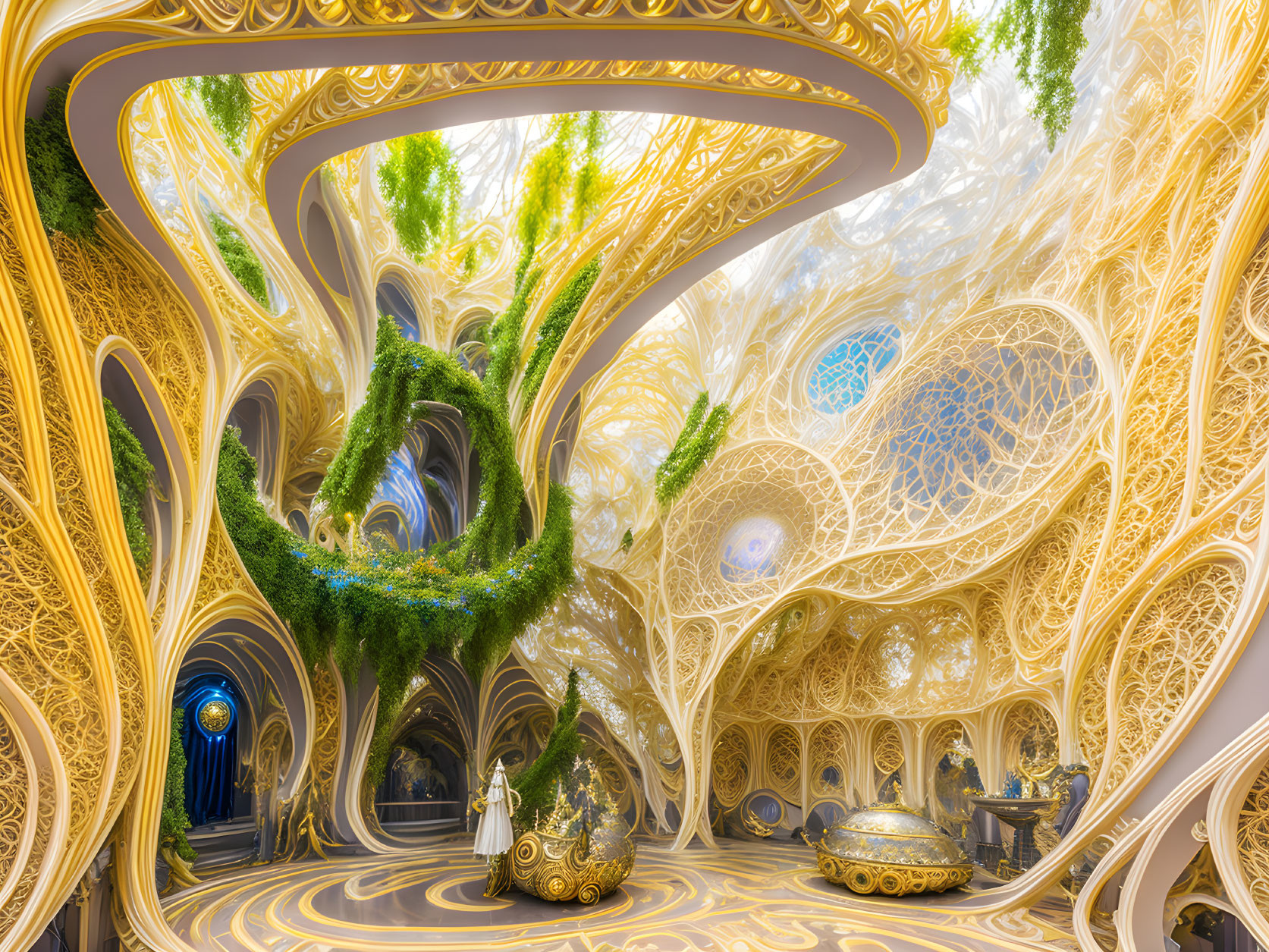 Enchanted Golden Garden: Whimsical Interior Design
