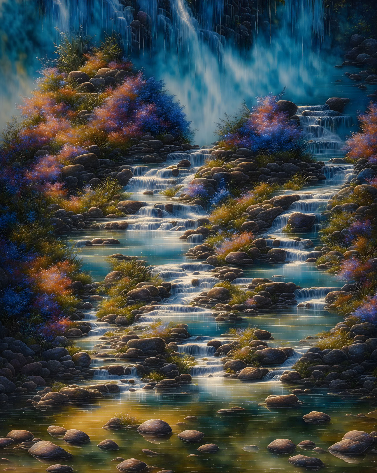 Enchanted Waterfall in Twilight