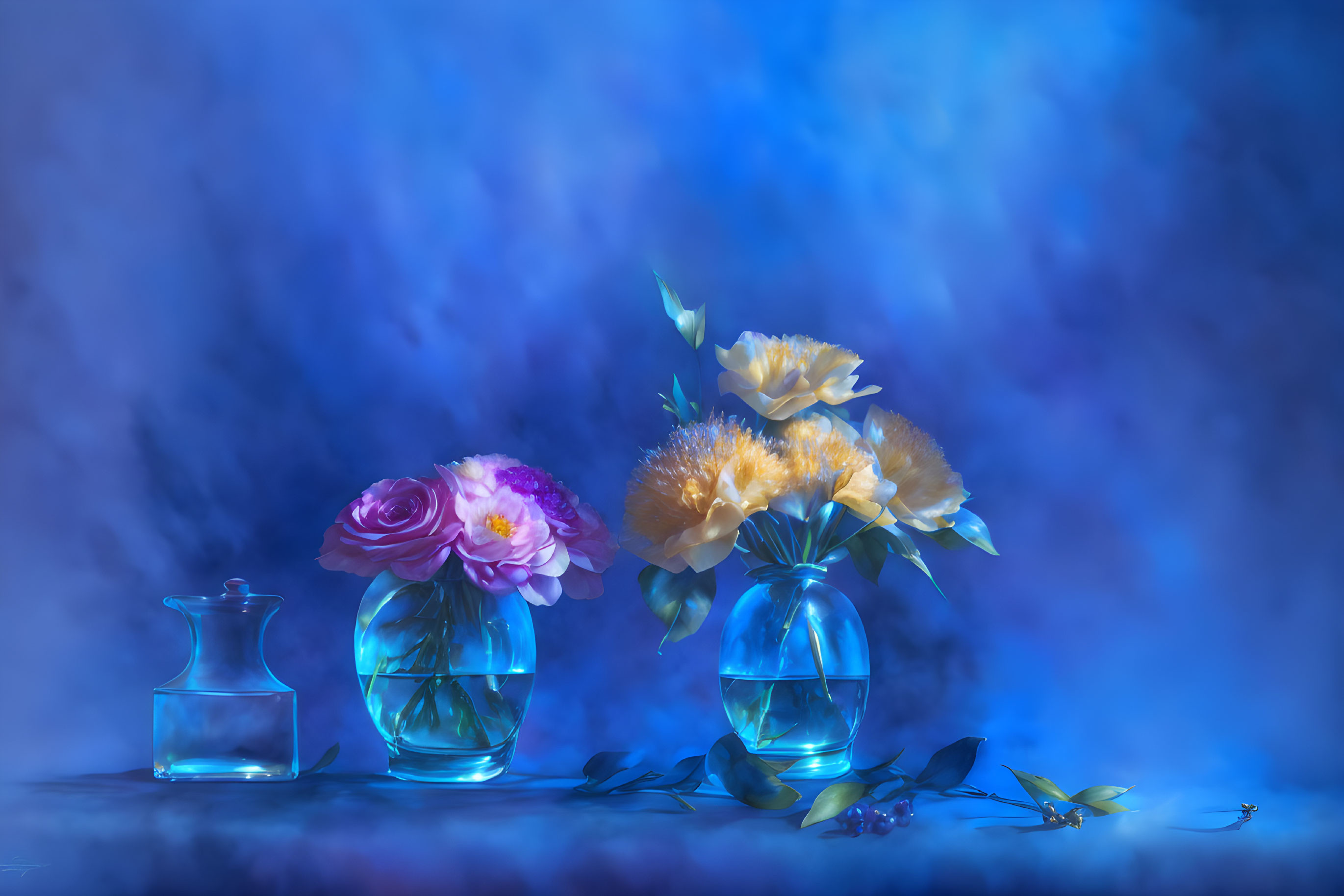 Floral Elegance on Blue