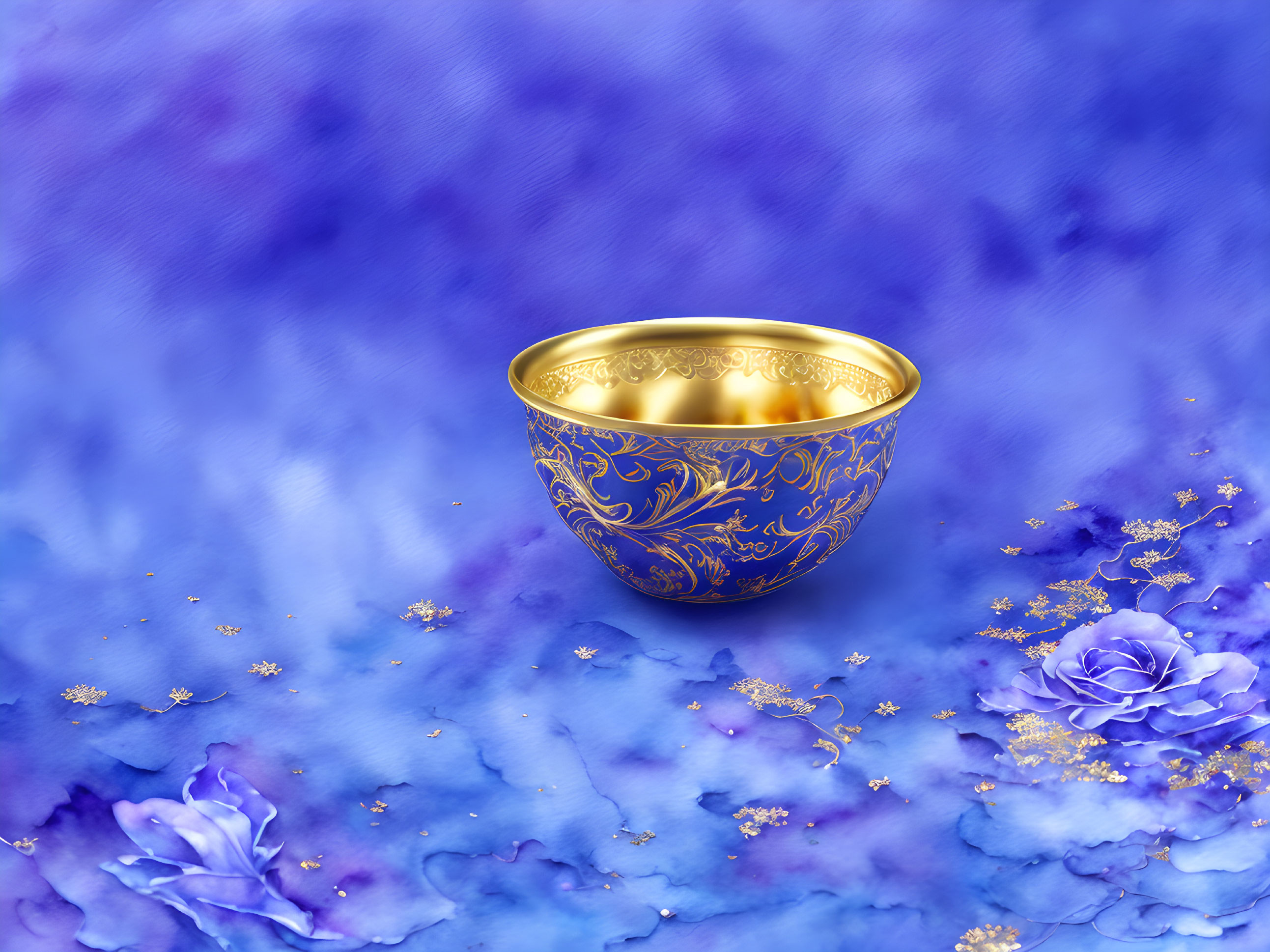 Golden Elegance: Enchanted Floral Cup