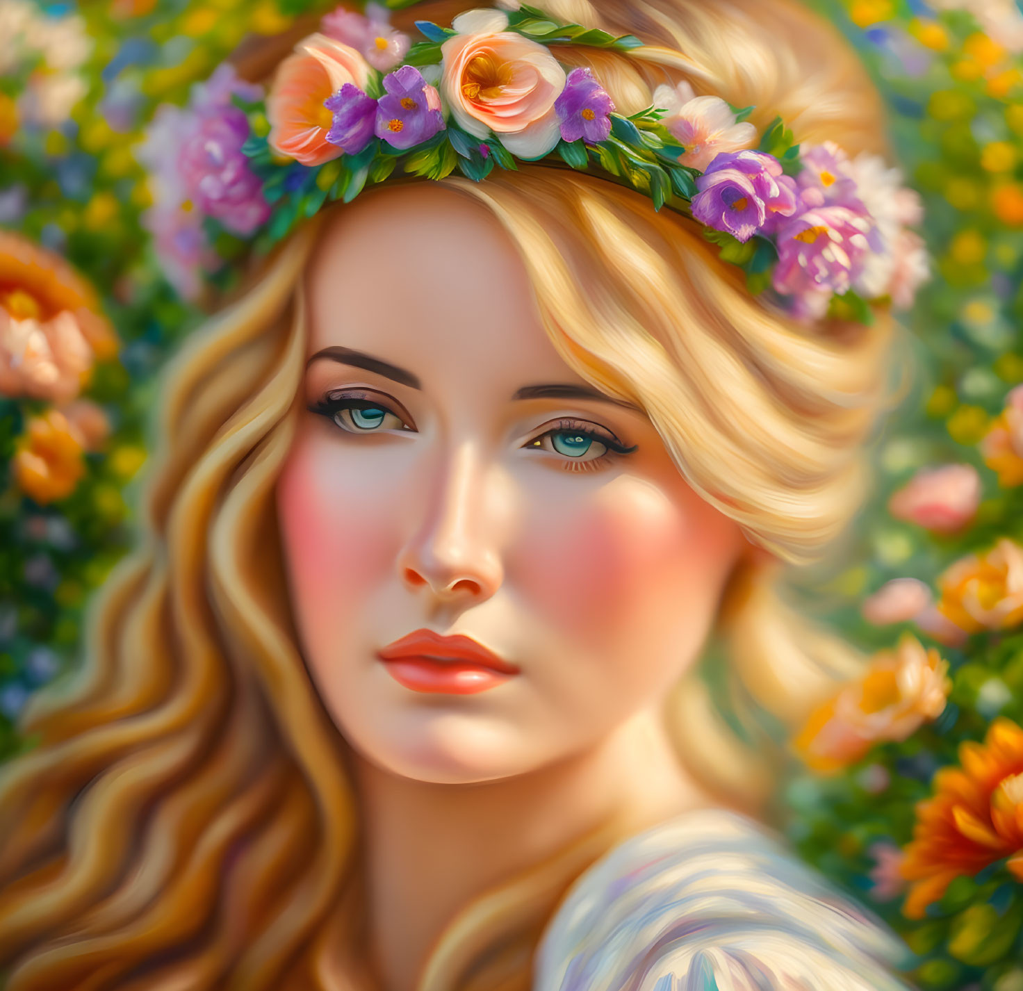 Floral Crown Portrait in Warm Tones