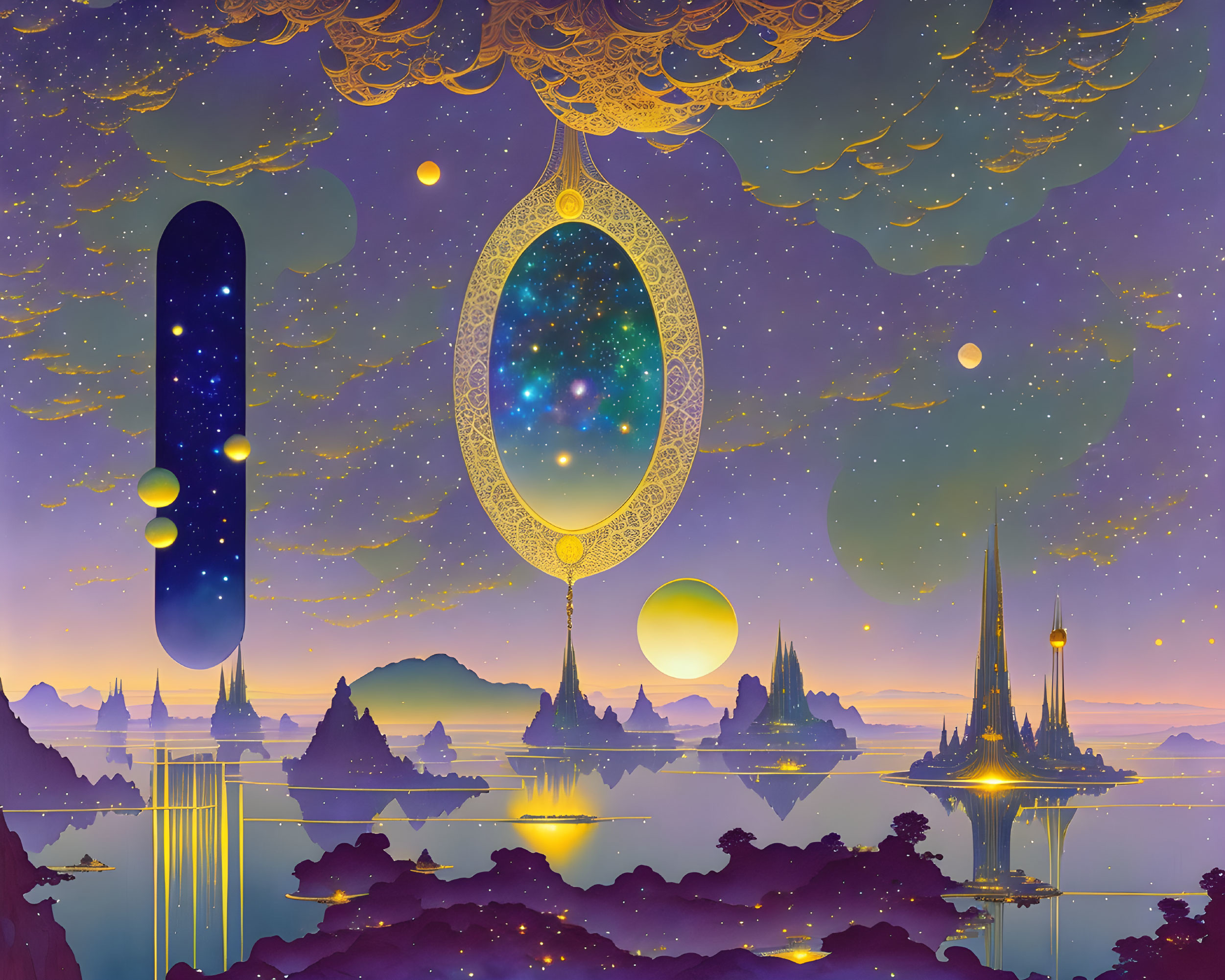 Golden Dreamscape: Celestial Wonders