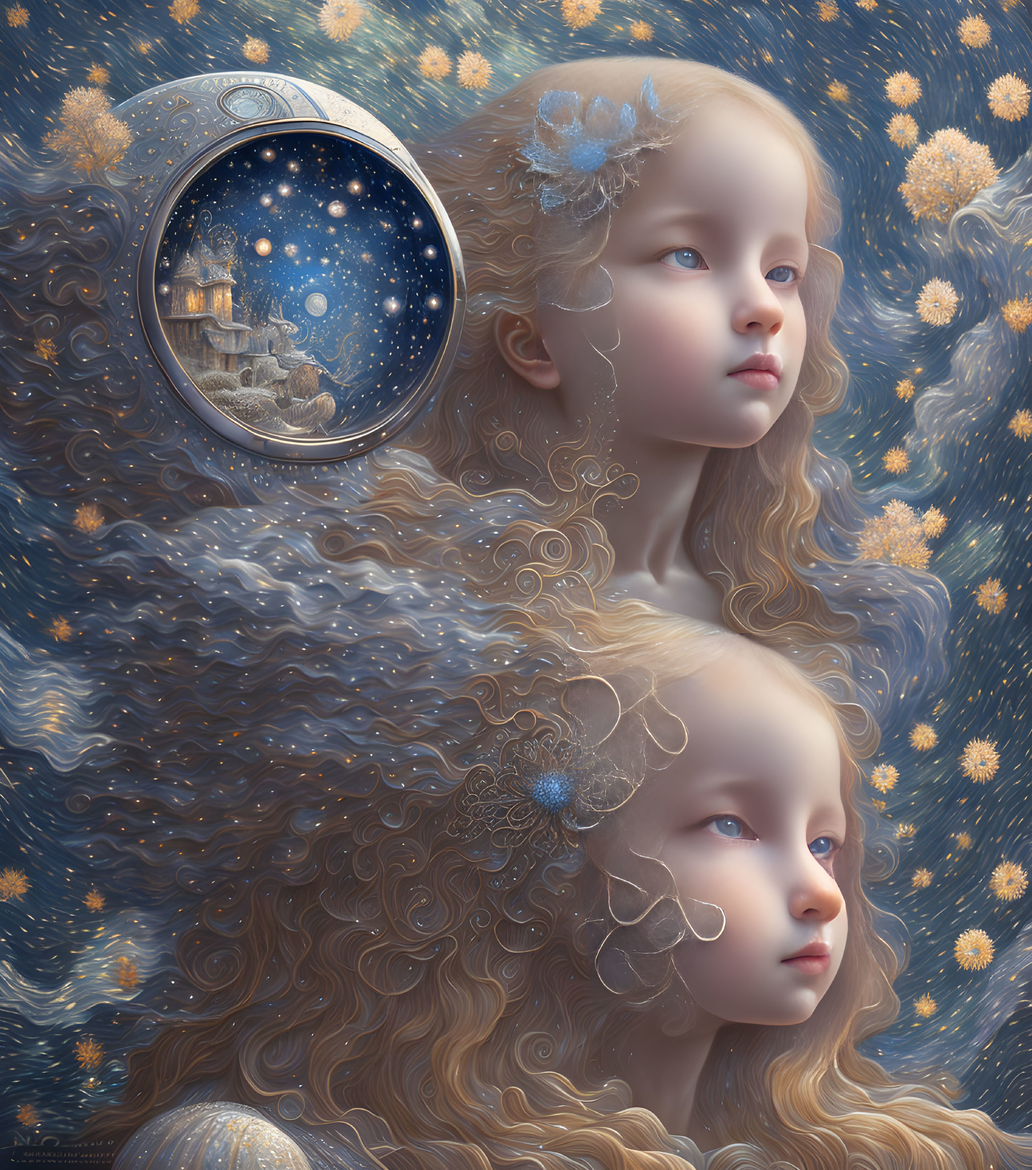 Starry Serenity: Celestial Faces in Harmony