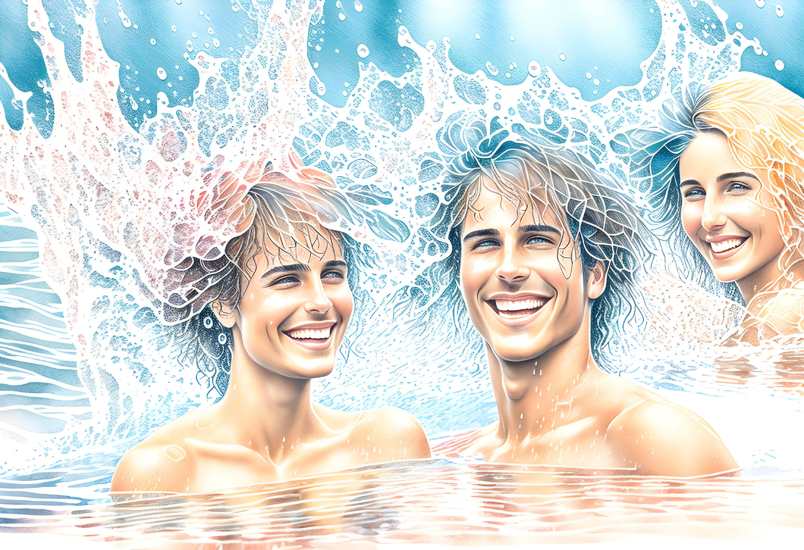 Joyful Water Splash Portrait