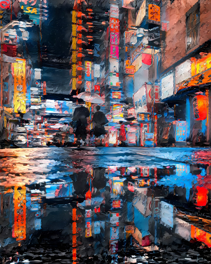 Shinjuku Evening Rain - Oils