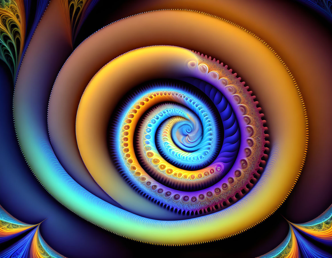 Colorful Spiraling Fractal Art with Optical Illusion