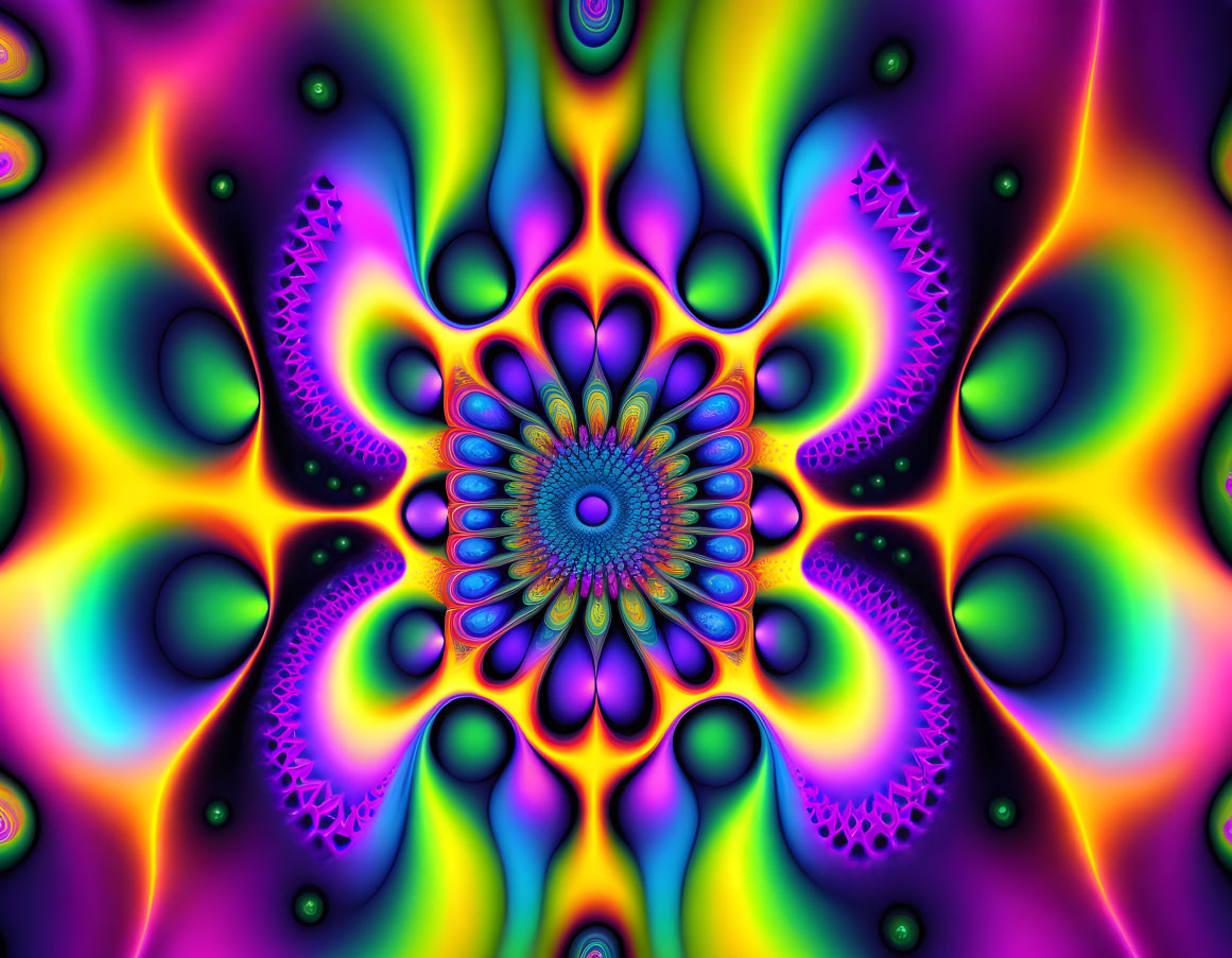 Colorful Fractal Pattern with Flower-Like Central Shape