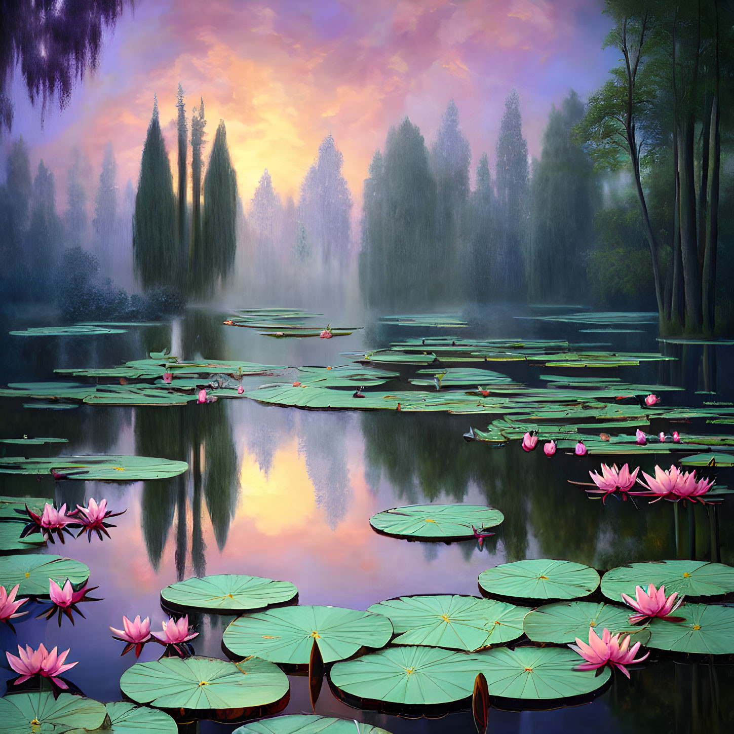 Lily and lotus flower in European 