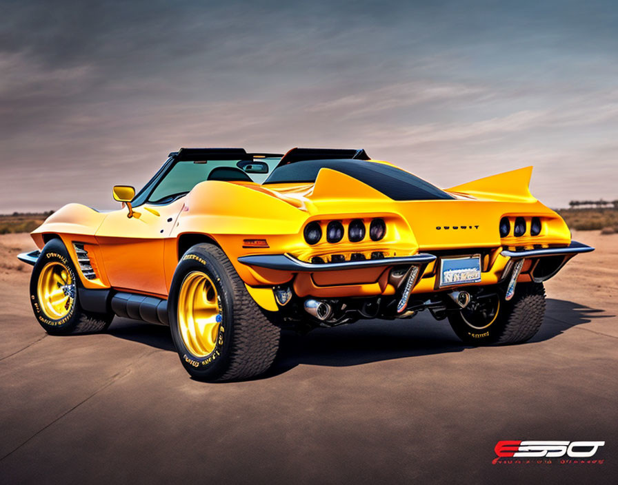 Custom Bright Yellow Chevrolet Corvette C3 with Rear Wing and Side Exhausts