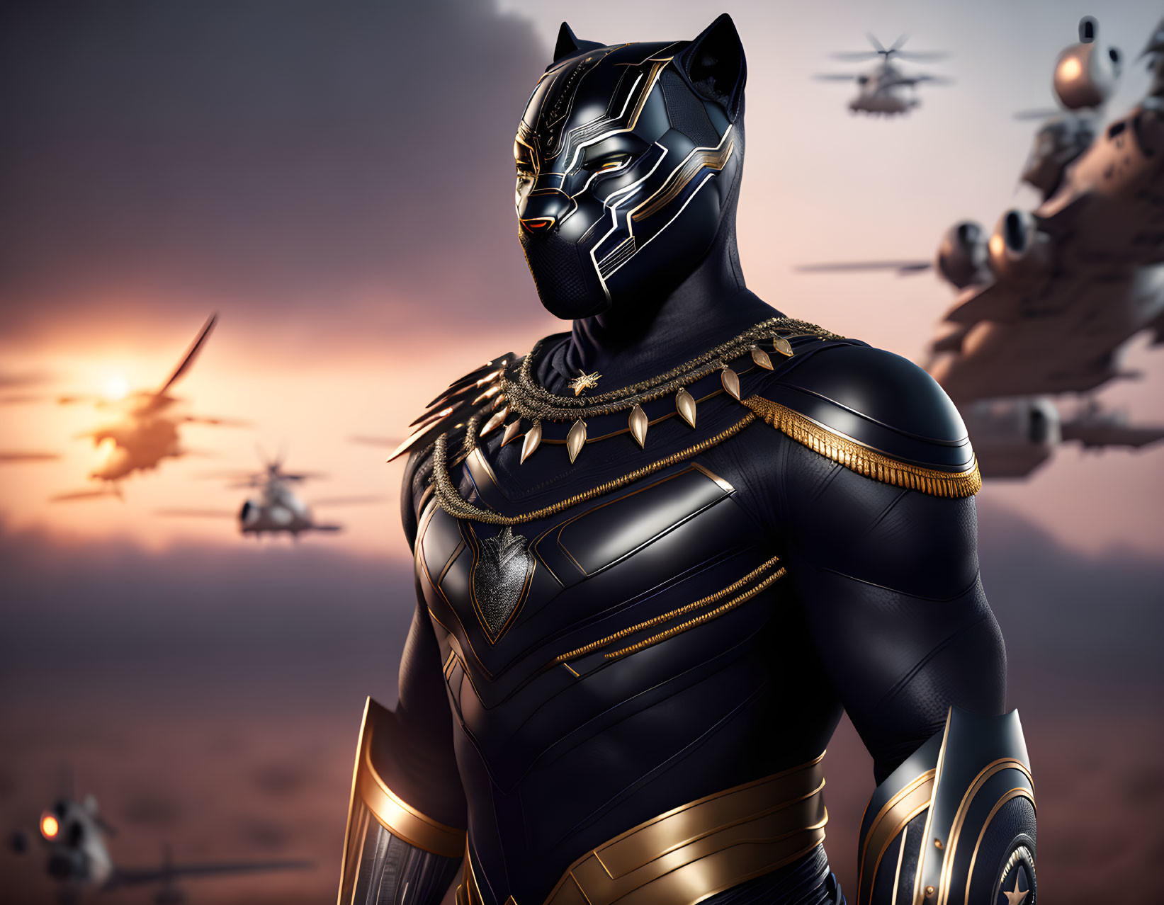 black panther in military uniform