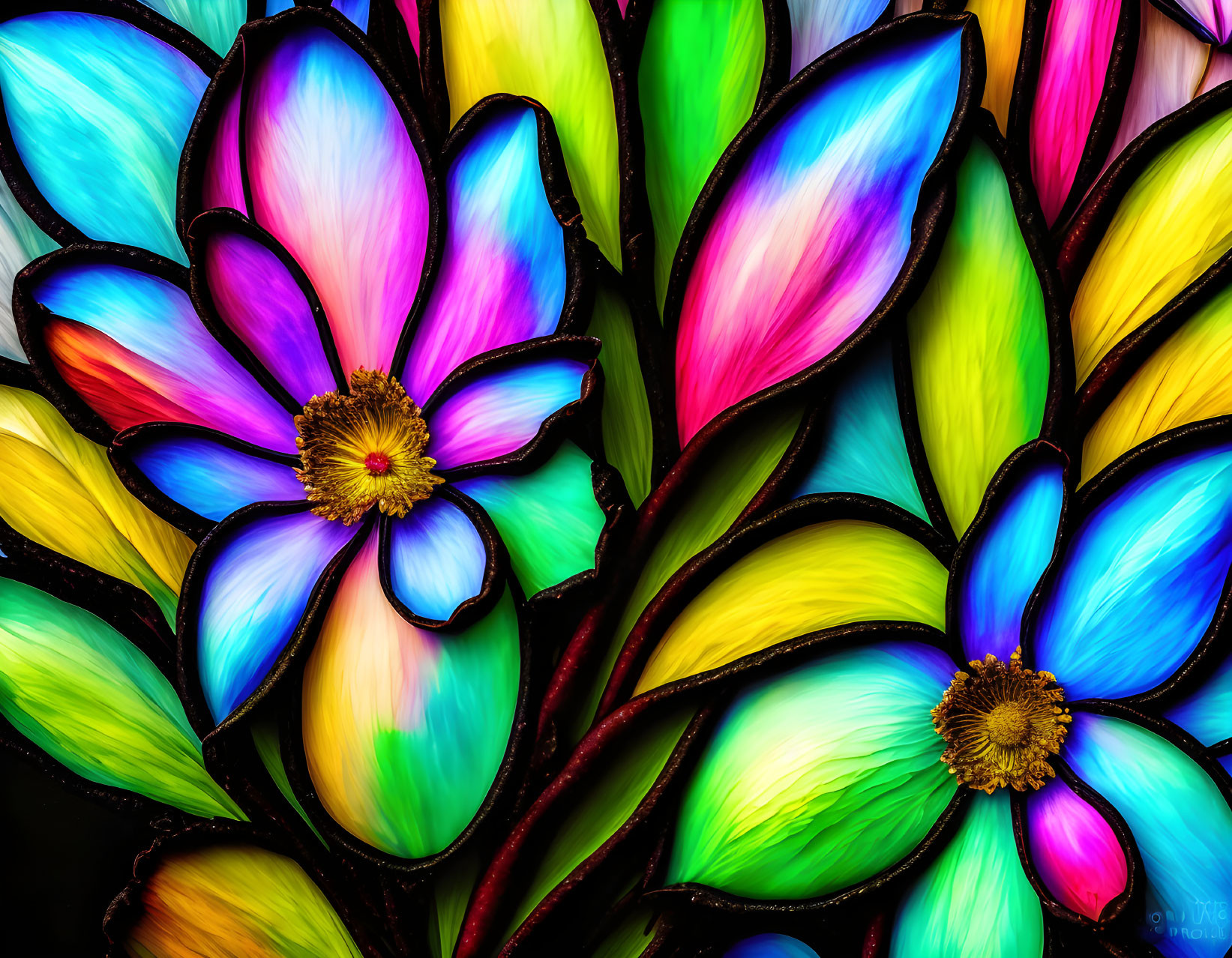 magnolia flowers. stained glass 