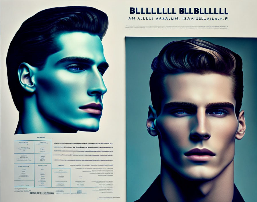 Split-Face Graphic Design Concept with Natural Color and Blue Lighting