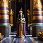 Elaborate Anubis Costume in Candle-lit Egyptian Hall