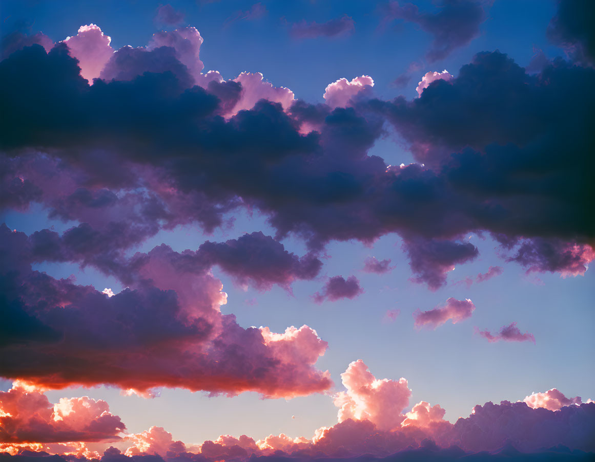 Colorful Sky with Purple, Blue, and Pink Clouds at Sunrise or Sunset