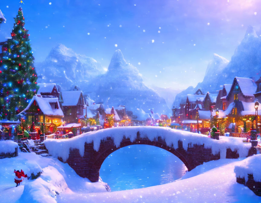 Winter Wonderland: Festive Village Scene