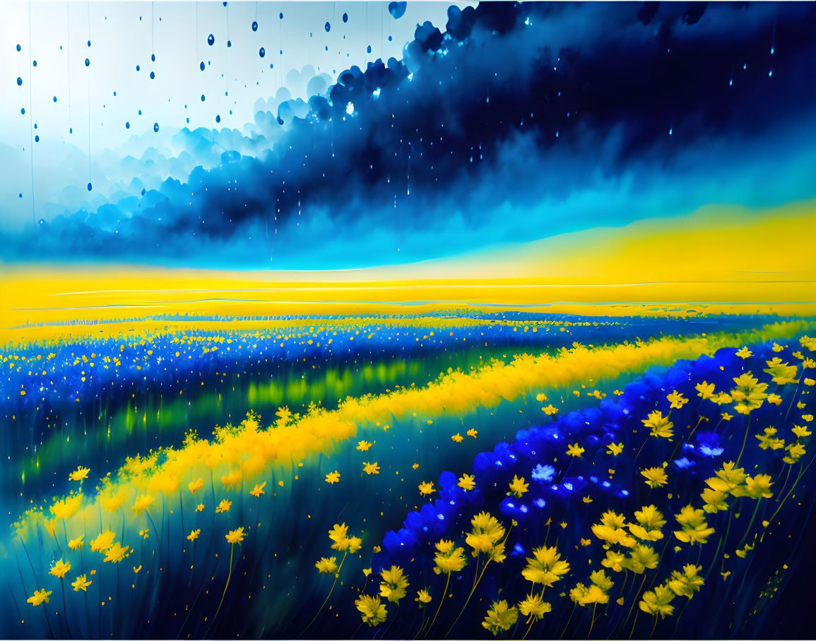 yellow and blue landscape