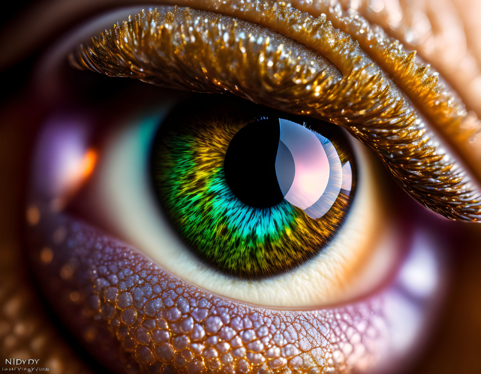 Detailed Close-up of Vibrant Green and Blue Human Eye