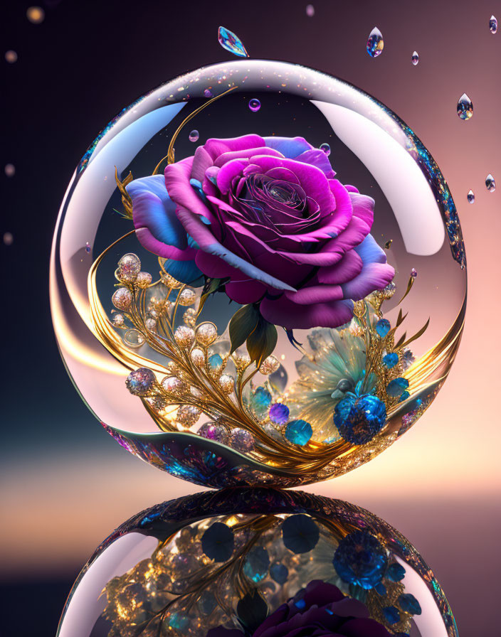 Rose in a Glass Orb 1