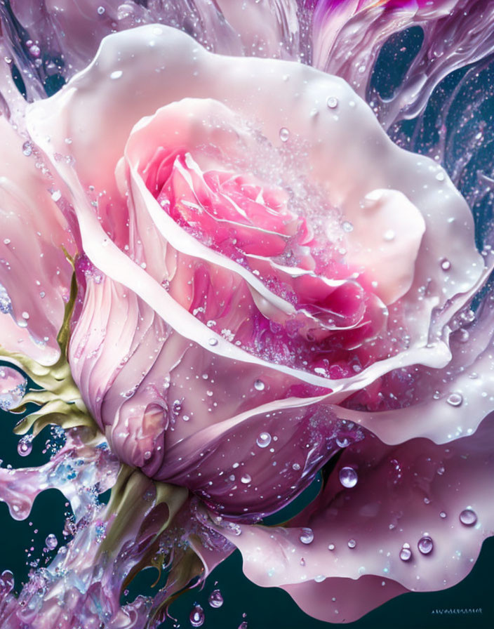 Drenched Pink Rose