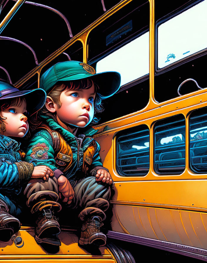 Brothers on School Bus