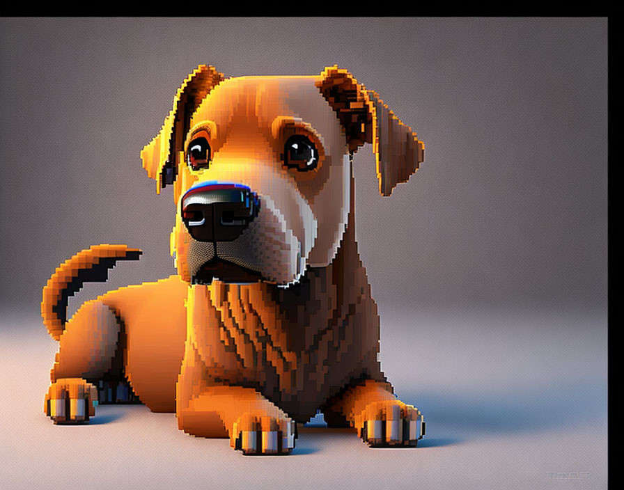 Brown and Black Dog with Floppy Ears in 3D Animation
