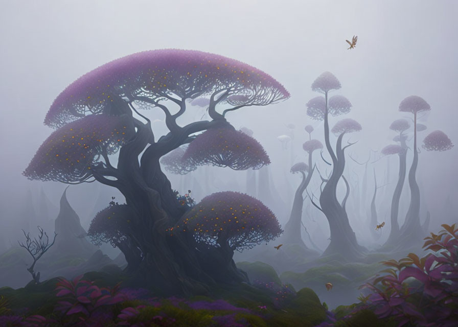 Foggy fantasy Japanese forest 