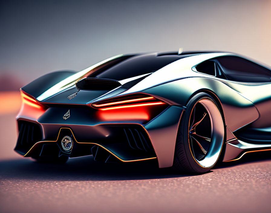 Dynamic Design: Futuristic Sports Car with Sharp Angles and Rear Spoilers