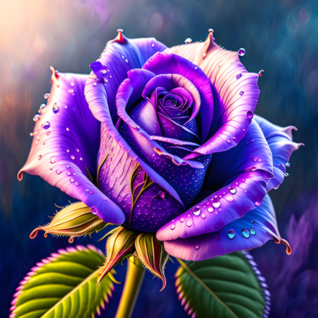 Dew on Purple Rose