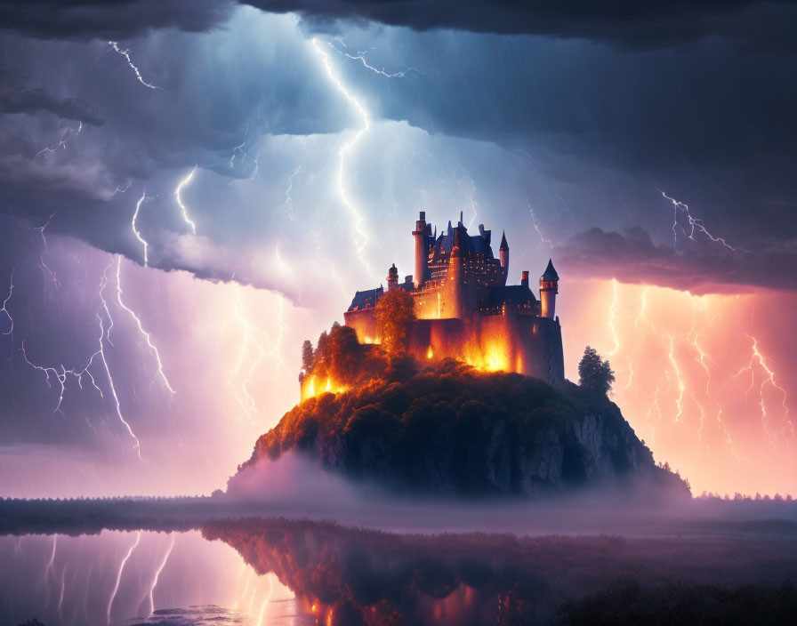 Castle in storm