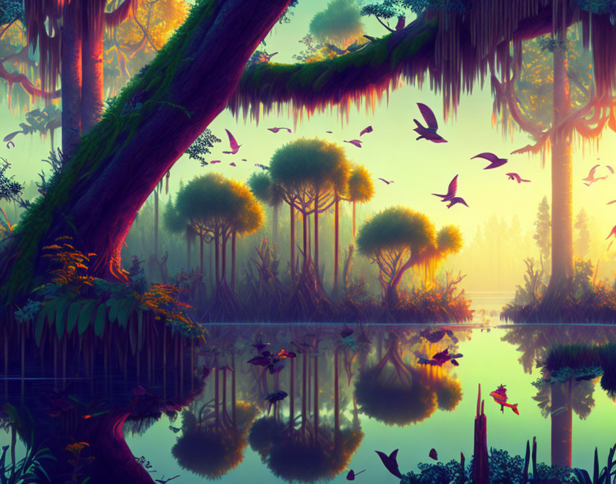 Beautiful swampy forest