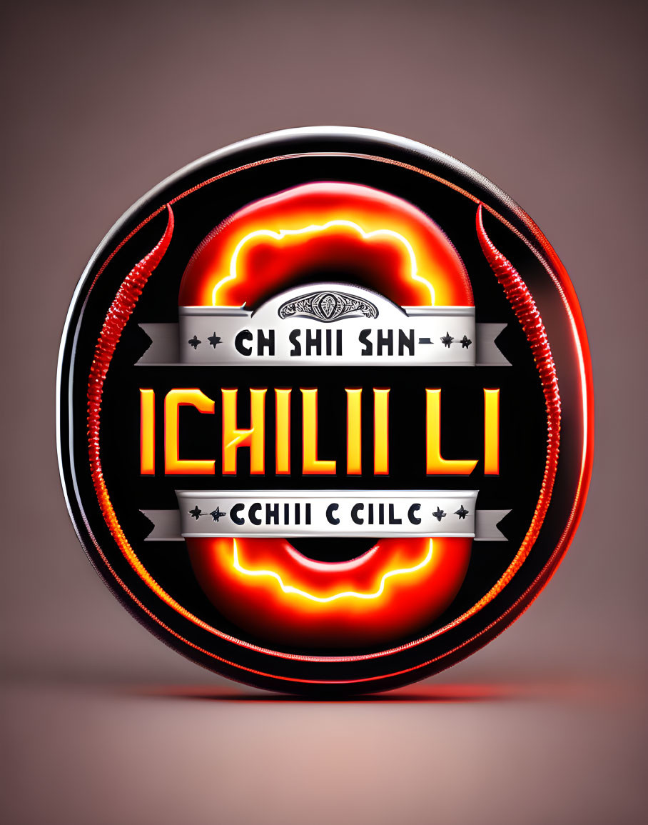 Vibrant round emblem with "CHILLI" in large letters and glowing red & yellow tones