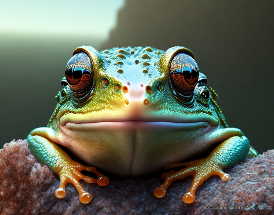 Colorful Frog Digital Artwork with Detailed Skin Textures