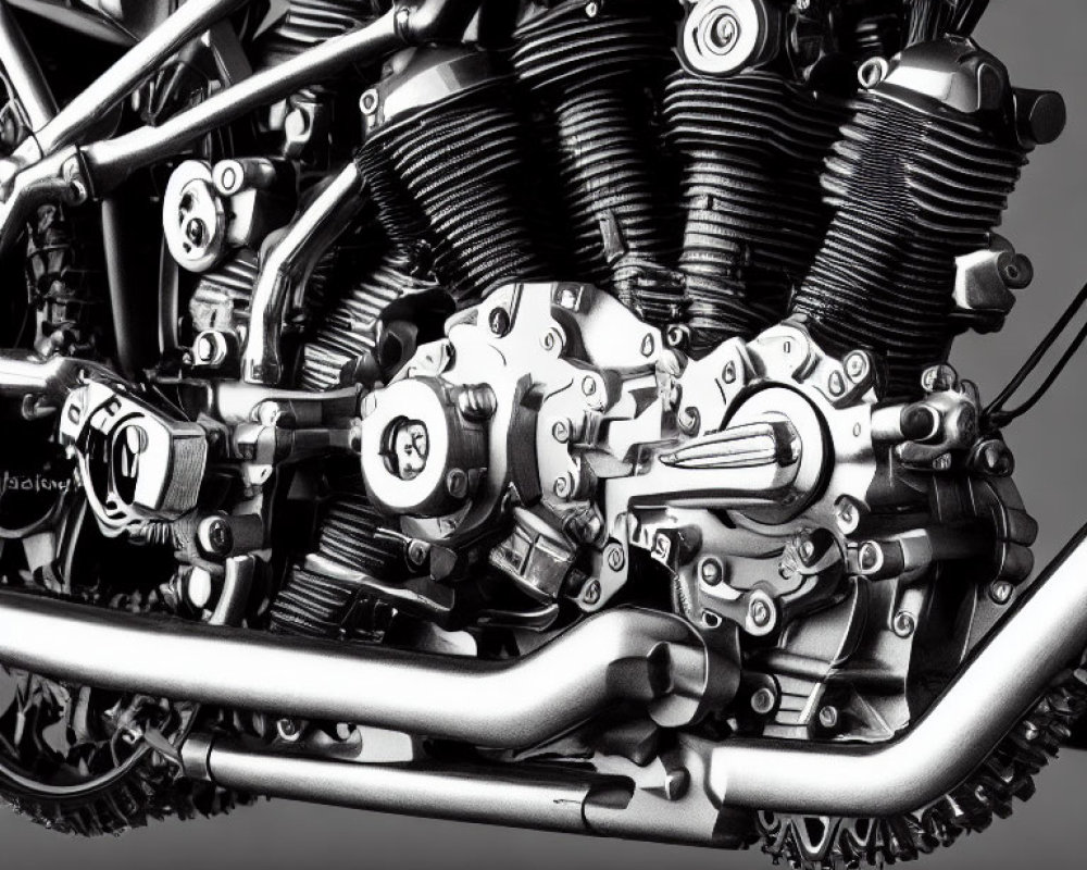 Detailed View of Motorcycle Engine Components