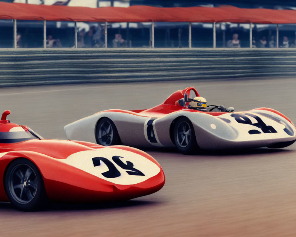 Vintage Racing Cars Numbered 95 and 86 Speeding on Track